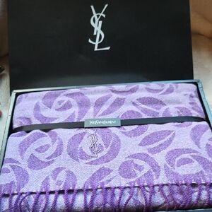 Yves‎ Saint Laurent Lavender Patterned Scarf/Throw